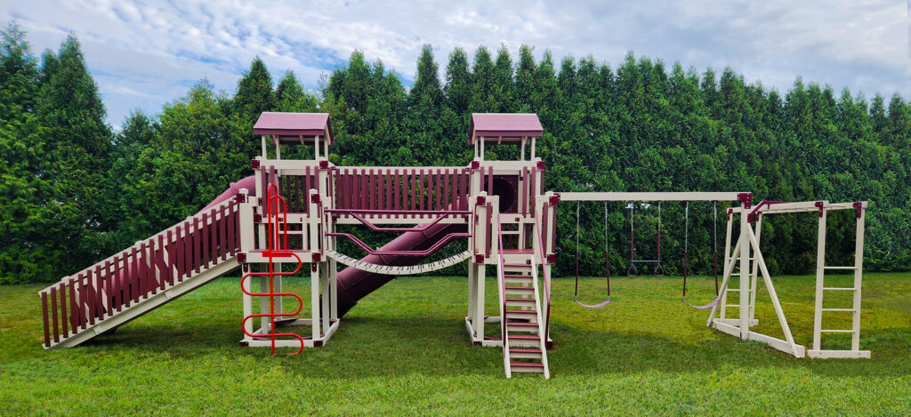 Children enjoying Playground Equipment in Cumming, GA in a residential backyard